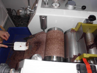 The mixture of cocoa mass and sugar is refined on five-roll-refiners.